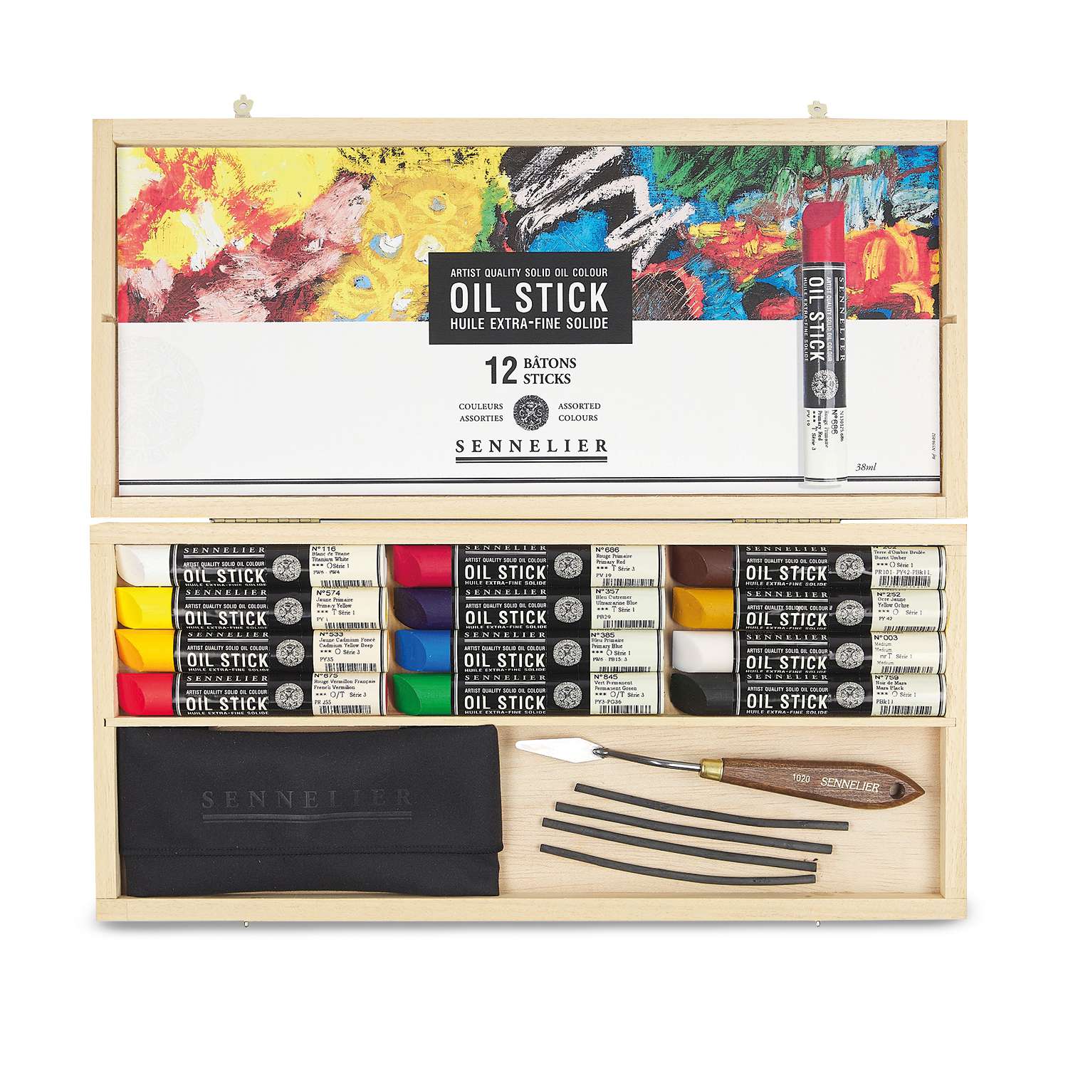 Nico　セヌリエ　オイルスティック SENNELIER OIL STICKS 12er Set im Holzkasten
